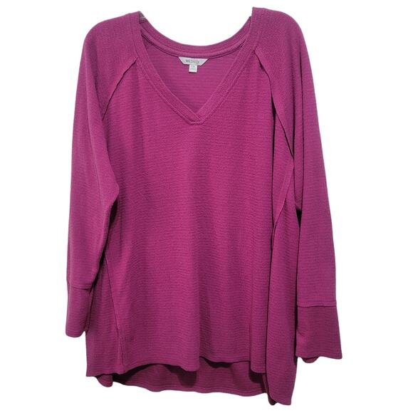 Wildfox Womens Pink Raglan Sleeve V Neck Sweater XXL - Picture 8 of 9